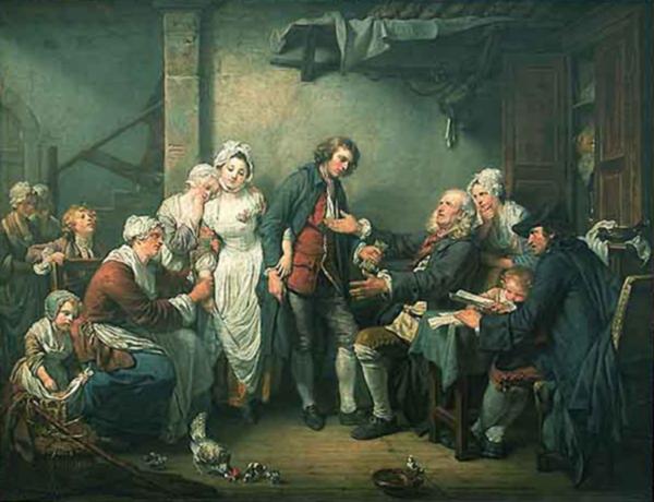 Jean Baptiste Greuze l accordee de village oil painting image